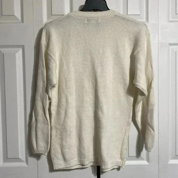 Victoria Harbour cream sequin & pearls cotton knit sweater size Medium - Picture 7 of 12